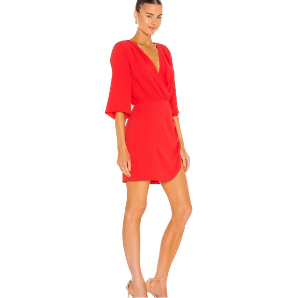 Amanda Uprichard Demetra Dress in Crimson - Picture 2 of 12
